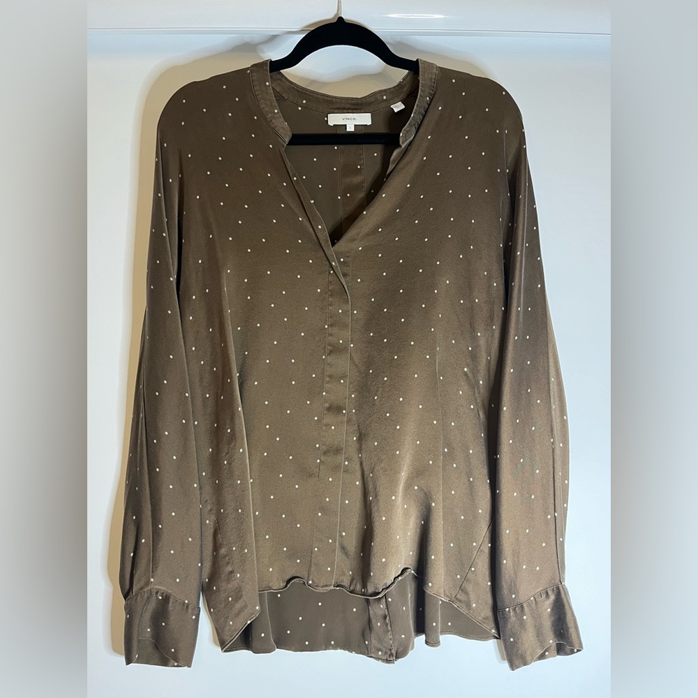 Vince Brown Polka Dot Women's Blouse